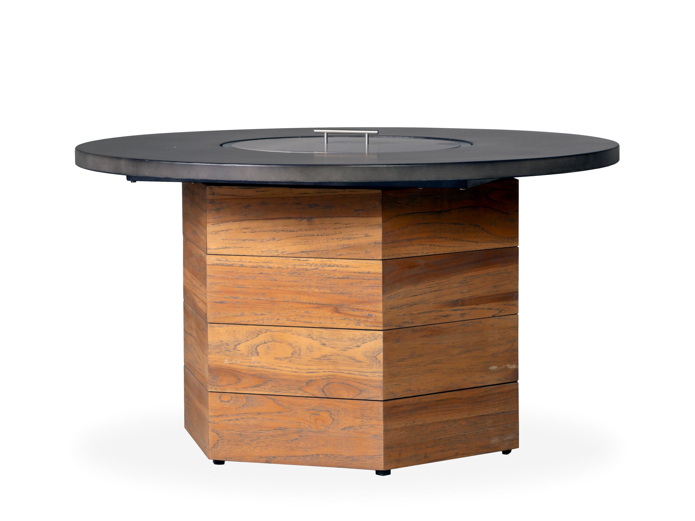 48” Hexagonal Fire Table with Faux Concrete Top